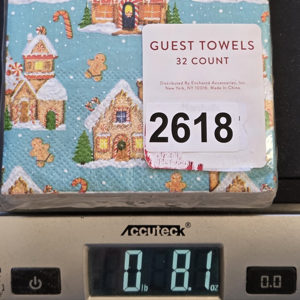 Peppermint Gingerbread Village Blue Christmas Napkin Set - Picture 5 of 5